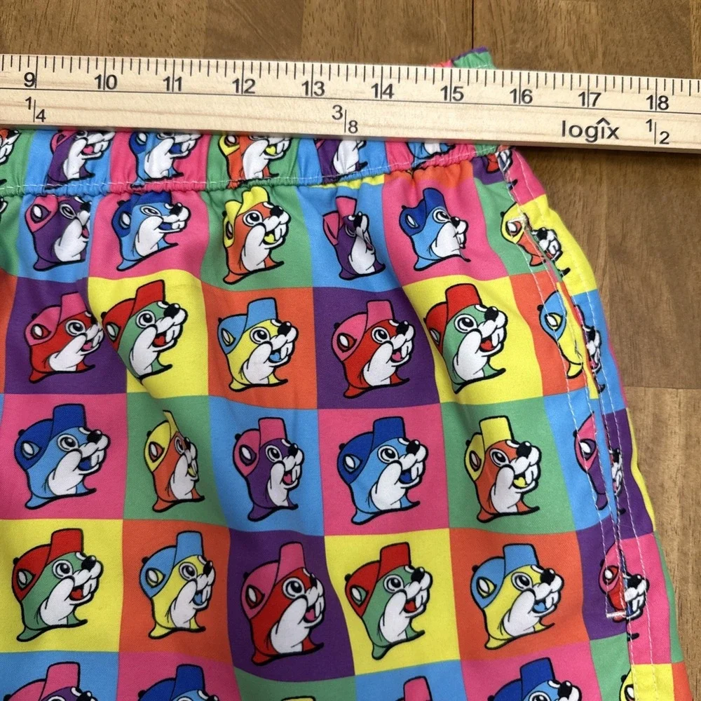 Buc-ees beaver swim trunks men's XL colorful checkered retro brief lined novelty